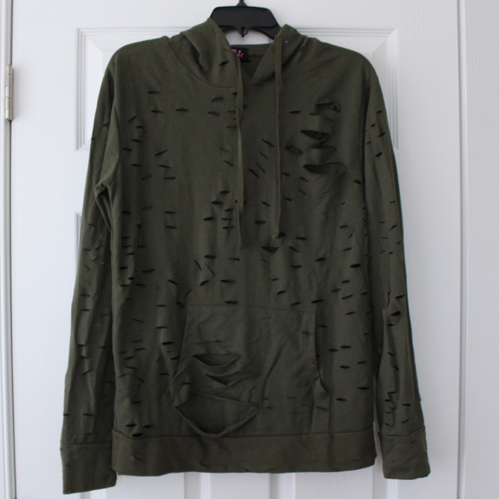 Thrill | Green destroyed hoodie